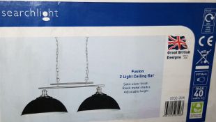 1 x Searchlight 0932-2BK Fusion 2 Light Bar Pendant - Ref RLP2