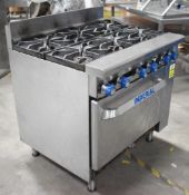 1 x Imperial Six Burner Commercial Natural Gas Range Cooker - Heavy Duty Stainless Steel