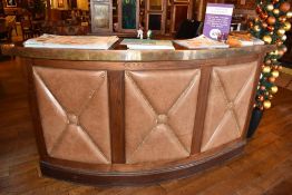 1 x Restaurant Front of House Reception Counter - Oak Finish With Studded Cushion Front and Copper