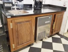 1 x Preparation Counter Unit With Oak Doors and Brass Hardware, Black Granite Work Surface and