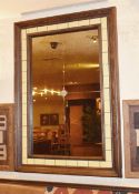 1 x Large Wall Mirror With Wooden Frame and Tiled Edges - Size 140 x 97 cms - Ref C879 - From