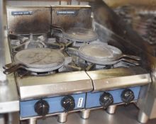2 x Blue Seal Countertop Natural Gas 2 Hob Burners - Dimensions of Each H31.5 x W30 x D81 cms -