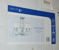 1 x Searchlight 5-Light Chrome Light Fitting with glass Drops - Brand New and Boxed - 1035-5CC - Re