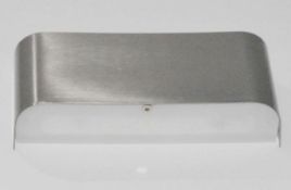 1 x Satin Silver Oblong Curved Wall Light With Up & Down 2 Light LED - Ex Display Stock - CL298