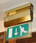 2 x Illuminated Fire Exit Signs With Brass Hanger - CL461 - Location: London W3