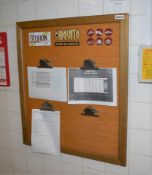 1 x Wooden Wall Mounted Notice Board With Clip Holders - Ref C518 - CL461 - Location: London W3