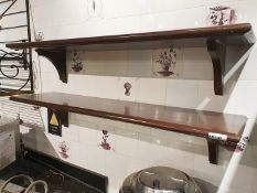 2 x Wall Mounted Wooden Shelves - W120 x D30 cms - Ref PA107 - CL463 - Location: Newbury RG14