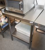 1 x Stainless Steel Commercial Corner Prep Bench With Upstands and Undershelf - H81 x W70 x D60 cm -