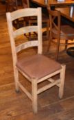 14 x Restaurant Ladder Back Dining Chairs With Faux Leather Brown Seat Pads - H100 x W43 cms - CL461