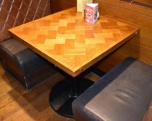 7 x Parquet Design Restaurant Dining Tables With Cast Iron Bases - Medium Size - CL461 - Location: L