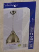 3 x Searchlight Dome Pendants With Industrial Design Finished in Silver Nickel With Glass Diffuser -