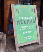 1 x Wooden Advertising A Board - Suitable For Drop In Replaceable Adverts - Ref Green - CL461 - Loca