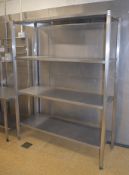 1 x Three Tier Stainless Steel Fixed Shelf Unit - H191 x W150 x D54 cms - CL455 - Ref CB207 -
