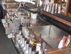 1 x Stainless Steel Backbar Unit Featuring Ice Wells, Sink Basins, Speed Rails and More - H86 x W427