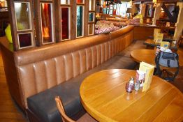 1 x Long Curved Seating Bench From Mexican Themed Restaurant - CL461 - Ref PR896 - Location: London