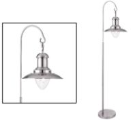 1 x Searchlight Fisherman Floor Lamp Satin Silver With Clear Glass Shade - Product Code 6502SS - New