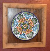 6 x Wall Pictures With Mexican Style Plates and Rustic Wooden Frames - Size 43 x 44 cms - Ref C795 -