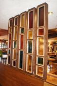 29 x Room Divider Panels With Wooden Frames and Coloured Panes - From Mexican Themed Restaurant -