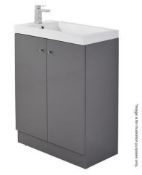 10 x Alpine Duo 660 Floorstanding Vanity Units In Gloss Grey - Brand New Boxed Stock - Dimensions: