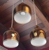 1 x Triple Ceiling Light With Reflective Pendants - Drop 90 x Diameter of Pendants 16 cms - Location