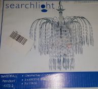 1 x Searchlight 4173-3 Waterfall 3 Light Ceiling Pendant Polished Chrome - New Boxed Stock