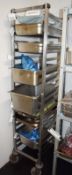 1 x Upright 20 Tier Tray Holding Trolley on Castors - Ref Cold Room - CL461 - Location: London
