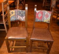 16 x Restaurant High Back Dining Chairs With Faux Leather Brown Seat Pads and Fabric Backs - H100 x