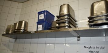 1 x Stainless Steel Wall Mounted Shelf - Length 240 cms - Ref C505 - CL461 - Location: London W3