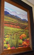 3 x Large Framed Wall Pictures Depicting Mexican Desert Scenery - Size 74 x 104 cms - Ref C792 -