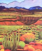 1 x Large Framed Wall Pictures Depicting Mexican Desert Scenery - Size 75 x 83 cms - Ref C796 - From