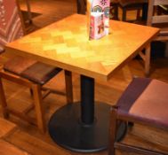 5 x Parquet Design Restaurant Dining Tables With Cast Iron Bases - Small Size - CL461 - Location: Lo