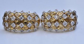 Golden Beryl & Diamond Earrings 14k