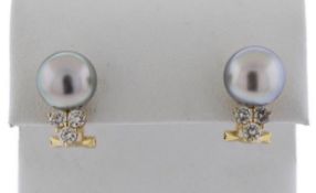 South Sea Pearl Diamond Earrings 18k