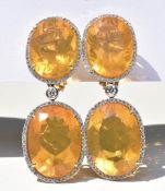 Citrine & Diamond Drop Earrings 18k