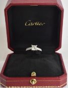 Cartier Platinum Princess Cut Diamond Engagement Ring 1.01 carat