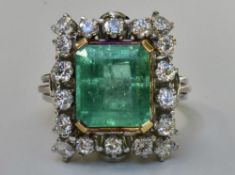 Emerald & Diamond Ring 14K