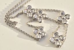 Platinum and Diamond Flower Necklace