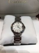 Cartier Ballon Bleu Stainless Steel Diamond Watch