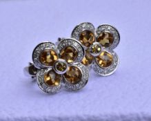 Mappin and Webb Citrine Diamond Earrings 18k