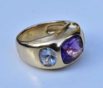 Chanel Amethyst Topaz Peridot 18k Gold Ring