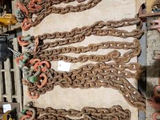 4 NO 12.5 TONNE CHAINS 4M LENGTH CW 12T GREEN PIN ALLOY BOW SHACKLE ONE END