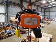 NEW IN BOX JAGUAR 500KG 5M HEIGHT OF LIFT 3 PHASE 415V HOOK SUSPENSION C.W CHAIN CONTAINER ELECTRIC