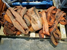 pallet of various 10tonne webbing and round lifting slings