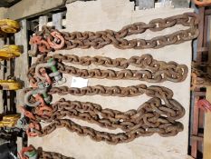 4 NO 12.5 TONNE CHAINS 4M LENGTH CW 12T GREEN PIN ALLOY BOW SHACKLE ONE END