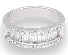 18Carat White Gold 1.75ct Emerald Cut Diamond Eternity Ring (Size R) 6mm Widest