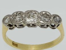 c1910 Inline 5 Diamond & 18ct Gold Engagement Ring