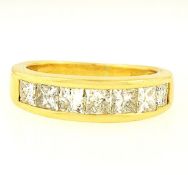 18Ct Yellow Gold Channel Set Princess Cut Diamond Eternity Ring (Size J 1/2)