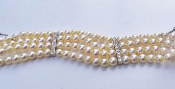 Cultured Pearl and Diamond Bracelet 18k