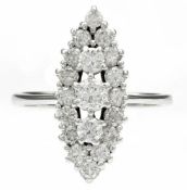 Antique 18CT Gold Old/Rose Cut Diamond Marquise Cluster Ring (Size N 1/2) 1.50CT