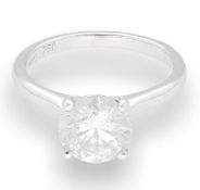 18ct White Gold Round Brilliant Cut Diamond(2.11ct) Solitaire Ring (Size M)